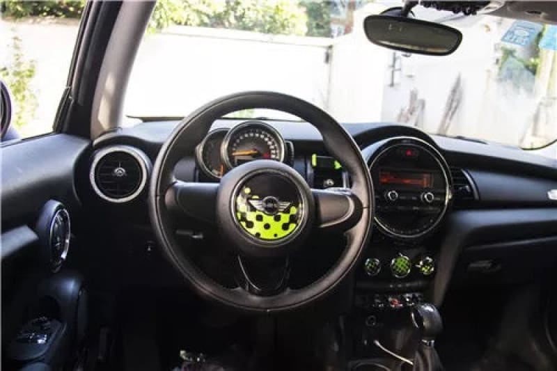 MINI cooper Steering Wheel Panel 3D PU Decal sticker Green Dots Evfuns