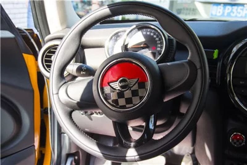 MINI cooper Steering Wheel Panel 3D PU Decal sticker Half Checker Evfuns