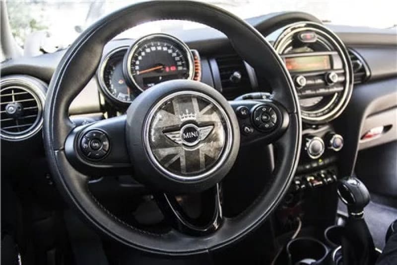 MINI cooper Steering Wheel Panel 3D PU Decal sticker Vintage Gray Union Jack Evfuns