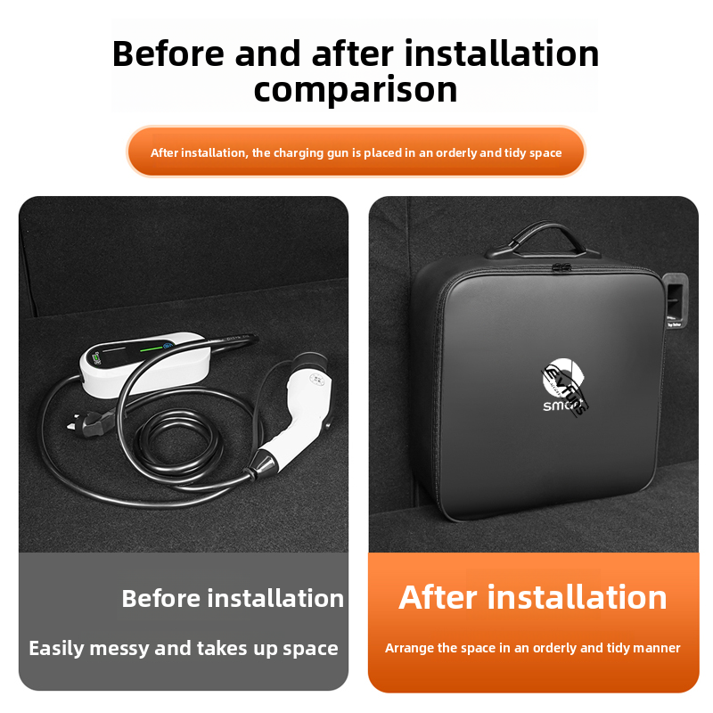 Nappa Leather EV Charging Cable Storage Bag For Smart