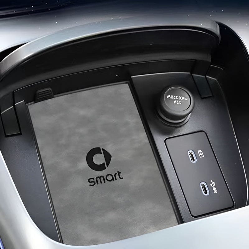 Smart #5 Center Armrest Genuine Leather Coaster Wireless Charging Central Control Cushion / Gray Evfuns